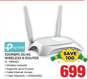 Tp-Link 300MBPS 3G/4G Wireless N Router TL-MR3420