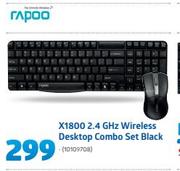 Rapoo X1800 2.4 GHz Wireless Desktop Combo Set Black