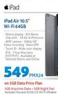 Apple iPad Air 10.5" WiFi 64GB-On 3GB Data Price Plan