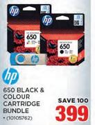 HP 650 Black & Colour Cartridge Bundle