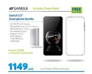Sansui Switch 5.5" Smartphone Bundle With Free Gel Cover & Power Bank