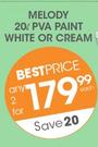 Melody 20ltr PVA Paint-White Or Cream-2's