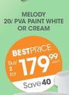 Melody PVA Paint White Or Cream-2x20Ltr Each
