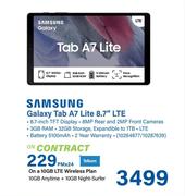 Samsung Galaxy Tab A7 Lite 8.7" LTE-On A 10GB LTE Wireless Plan