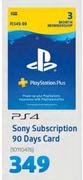 PS4 Sony Subscription 90 Days Card