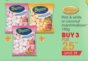 Beacon Pink & White Or Coconut Marshmallows-3x150g
