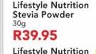 Lifestyle Nutrition Stevia Powder-30g