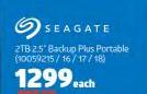 Seagate 2TB 2.5" Backup Plus Portable-Each