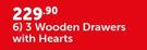 3 Wooden Drawers With Hearts