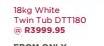 Defy 18Kg White Twin Tub DTT180