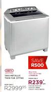Defy 18Kg White Twin Tub DTT180