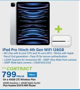 Apple iPad Pro 11 Inch 4th Gen WiFi 128GB-On A 40GB LTE Wireless Plan