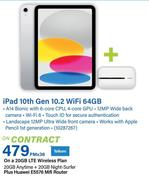 Apple iPad 10th Gen 10.2 WiFi 64GB-On A 20GB LTE Wireless Plan