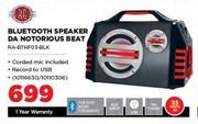 RA Bluetooth Speaker DA Notorious Beat RA-BTHF03-BLK