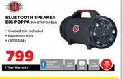 RA Bluetooth Speaker Big Poppa RA-BTHF04-BLK