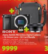 Sony Alpha A6000 Mirrorless Digital Camera + 16-50mm Lens + SD Card Bundle