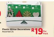 Plastic Glitter Decorations Assorted-2's Per Pack