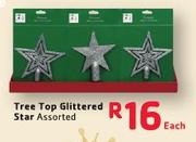 Tree Top Glittered Star Assorted Each