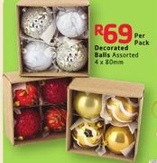 Decorated Balls Assorted-4x80mm Per Pack