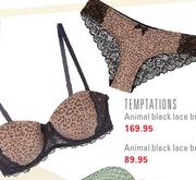 Temptations Animal Black Lace Bra