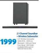 Hisense 2.1 Channel Soundbar + Wireless Subwoofer