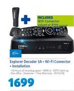 DSTV Explorer Decoder 3A + WiFi Connector + Installation