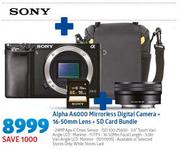 Sony Alpha A6000 Mirrorless Digital Camera + 16-50mm Lens + SD Card Bundle
