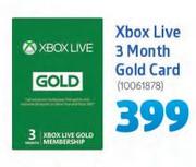 Xbox Live 3 Month Gold Card