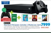 Xbox One X 1TB Console + Controller + 3 Months Live + Game