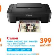 Canon Pixma MG3040 3-In-1 Printer