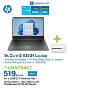 HP 15s Core i3 1125G4 Laptop-On A 10GB LTE Wireless Plan