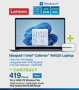 Lenovo Ideapad 1 Intel Celeron N4020 Laptop-On A 10GB LTE Wireless Plan