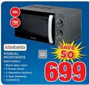 Brabantia 20Ltr 700 Watts Manual Microwave BBEK1145BLK