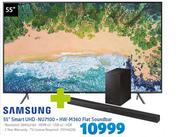 Samsung 55" Smart UHD-NU7100 + HW-M360 Flat Sounbar