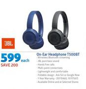 JBL On-Ear Headphone T500BT-Each