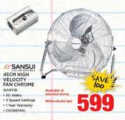 Sansui 45cm High Velocity Fan Chrome SHVFF18