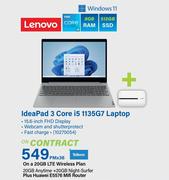 Lenovo Ideapad 3 Core i5 1135G7 Laptop-On A 20GB LTE Wireless Plan