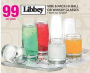 Libbey Vibe 6 Pack Hi Ball Or Whisky Glasses-Per Pack