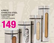 4 Piece Stainless Steel Canister Set