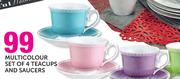 Multicolour Set Of Teacups And Saucers