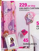 Sofia The First Unlined Curtain-230x218cm Per Drop