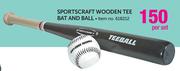 Sportscraft Wooden Tee Bat And Ball-Per Set