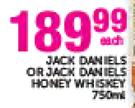 Jack Daniels Or Jack Daniels Honey Whisky-750ml Each