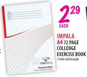 Impala A4 72 Page Colledge Excercise Book-each