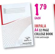Impala A4 32 Page College Book-each