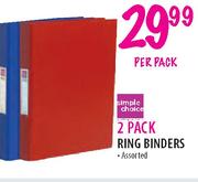 Simple Choice 2 Pack Ring Binders Assorted-per pack