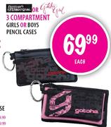 Gotcha Girl 3 Compartment Girls or Boys Pencil Cases-each