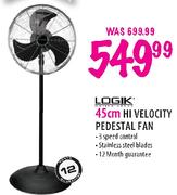 Logik 45cm Hi Velocity Pedestal Fan