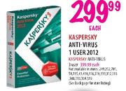 Kapersky Anti-Virus 1 User 2012