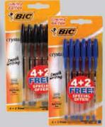 BIC Crystal Pens-6 Piece
